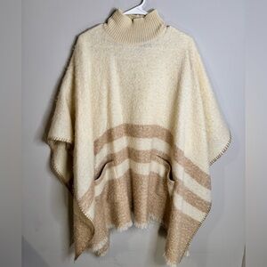 Lauren Ralph Lauren | Knit Poncho Neutral Stripe